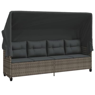 vidaXL Salon de jardin 5 pcs avec coussins gris résine tressée