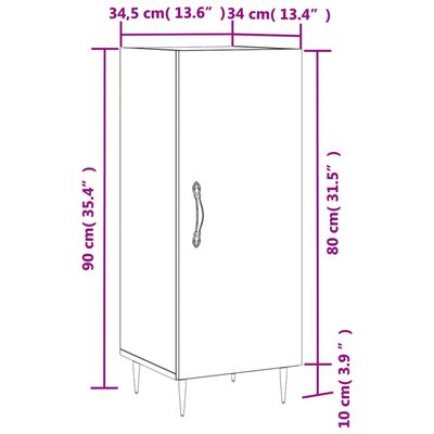 vidaXL Buffet Gris béton 34,5x34x90 cm Bois d'ingénierie