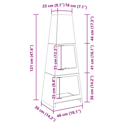 vidaXL Foyer extérieur avec design de tour de stockage de bûches acier