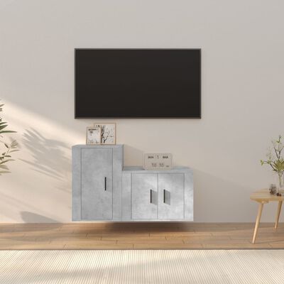 vidaXL Ensemble de meubles TV 2 pcs gris béton bois d'ingénierie