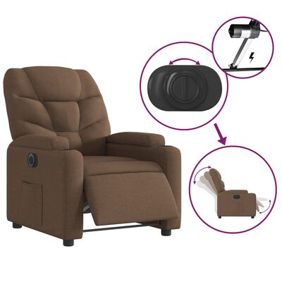 vidaXL Fauteuil inclinable électrique Marron Tissu