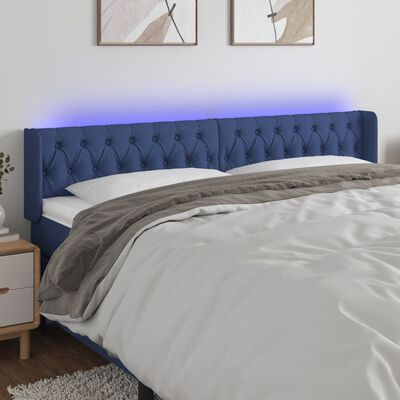 vidaXL Tête de lit à LED Bleu 183x16x78/88 cm Tissu