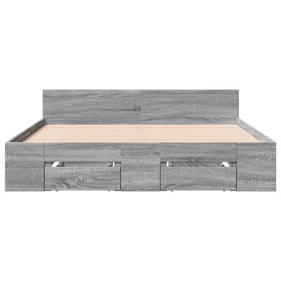 vidaXL Cadre de lit avec tiroirs sans matelas sonoma gris 140x190 cm