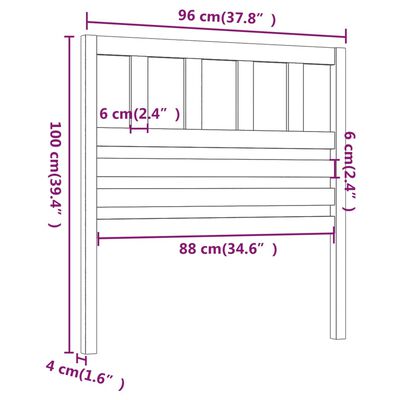 vidaXL Tête de lit Marron miel 96x4x100 cm Bois massif de pin