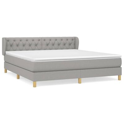 vidaXL Sommier à lattes de lit avec matelas Gris clair 160x200cm Tissu