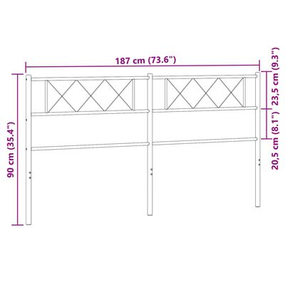 vidaXL Tête de lit métal blanc 180 cm