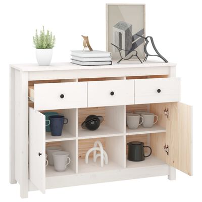 vidaXL Buffet Blanc 100x35x74,5 cm Bois massif de pin