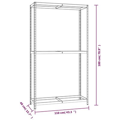 vidaXL Porte-pneus à 2 niveaux 3 pcs Argenté 110x40x180 cm Acier