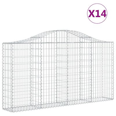 vidaXL Paniers à gabions arqués 14 pcs 200x30x100/120 cm Fer galvanisé