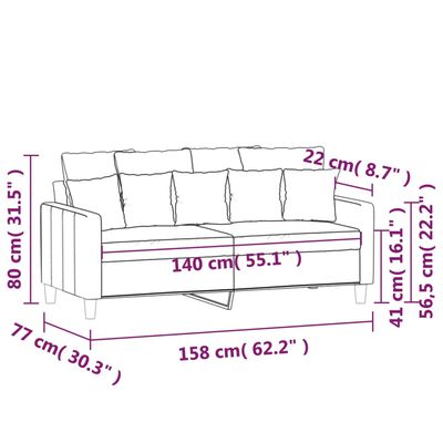 vidaXL Canapé à 2 places Marron 140 cm Velours