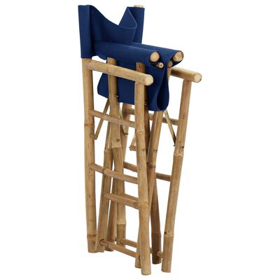 vidaXL Chaises pliables de directeur lot de 2 Bleu Bambou et tissu