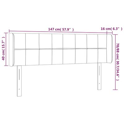 vidaXL Tête de lit à LED Crème 147x16x78/88 cm Tissu