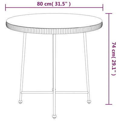vidaXL Table de salle à manger Ø80 cm Verre trempé et acier