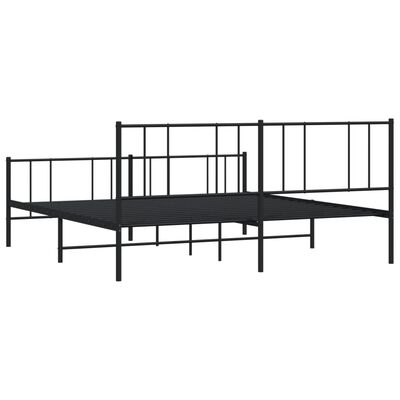 vidaXL Cadre de lit métal sans matelas avec pied de lit noir 180x200cm