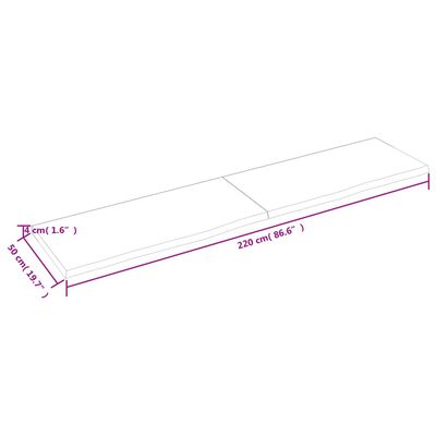 vidaXL Comptoir de salle de bain 220x50x(2-4)cm bois massif non traité