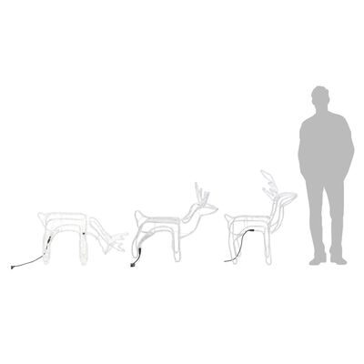 vidaXL Ensemble de figurines de rennes de Noël 3 pcs Blanc froid