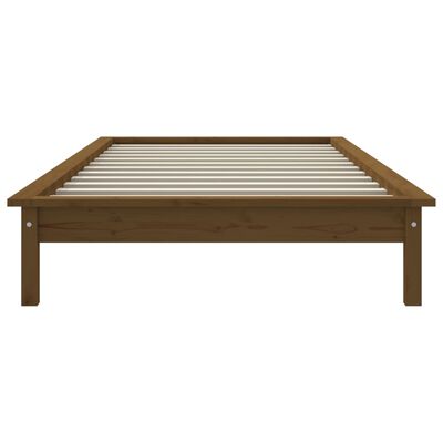 vidaXL Cadre de lit Marron miel 75x190 cm Bois pin massif Petit simple