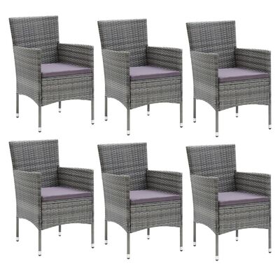 vidaXL Ensemble à manger de jardin coussins 7pcs Résine tressée Gris