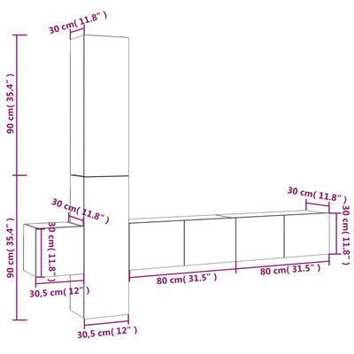 vidaXL Ensemble de meubles TV 5 pcs Noir Bois d'ingénierie