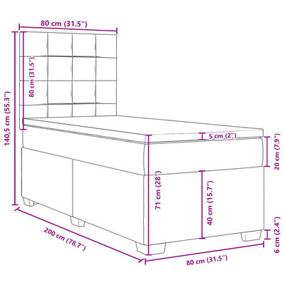 vidaXL Sommier à lattes de lit et matelas Rose 80x200 cm Velours