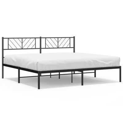 vidaXL Cadre de lit métal sans matelas avec tête de lit noir 200x200cm