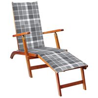 vidaXL Chaise de terrasse avec repose-pied et coussin Acacia solide