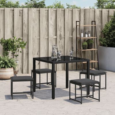 vidaXL Tabourets de jardin avec coussins lot de 4 noir acier/textilène