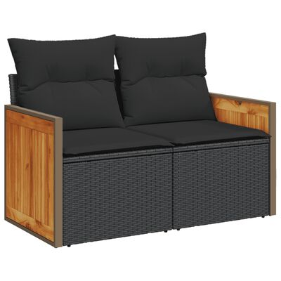 vidaXL Salon de jardin avec coussins 14 pcs noir résine tressée