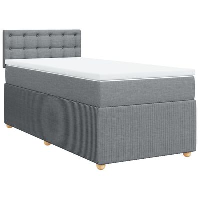 vidaXL Sommier à lattes de lit avec matelas Gris clair 90x200 cm Tissu