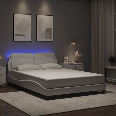 vidaXL Cadre de lit avec LED sans matelas blanc 120x200 cm