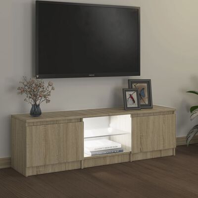 vidaXL Meuble TV avec lumières LED chêne sonoma 120x30x35,5 cm