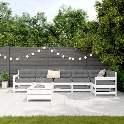 vidaXL Salon de jardin 7 pcs blanc bois de pin massif