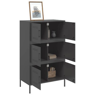 vidaXL Buffet haut noir 68x39x113 cm acier