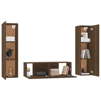 vidaXL Ensemble de meubles TV 3 pcs Chêne marron Bois d'ingénierie