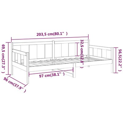 vidaXL Lit de jour marron miel bois de pin massif 90x200 cm