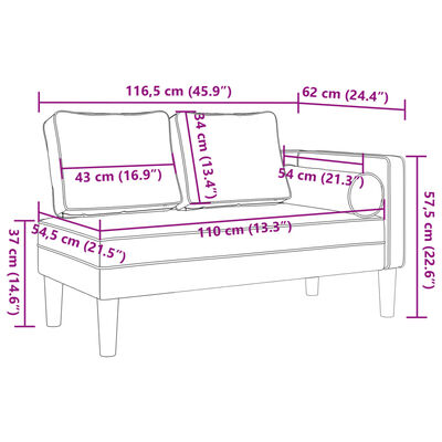 vidaXL Chaise longue avec coussins gris foncé tissu