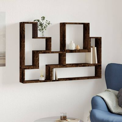 vidaXL Étagère murale chêne fumé 96x12x64 cm bois d'ingénierie