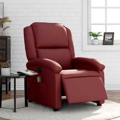 vidaXL Fauteuil de massage inclinable électrique rouge bordeaux