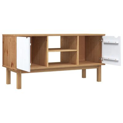 vidaXL Meuble TV OTTA Marron et blanc 113,5x43x57cm Bois de pin massif