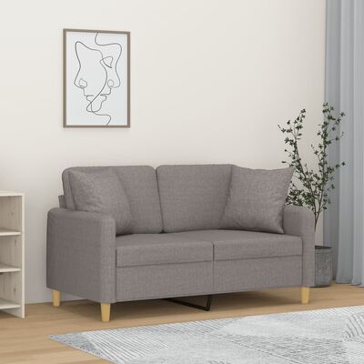 vidaXL Canapé 2 places avec oreillers gris clair 120 cm tissu