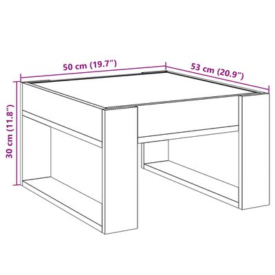 vidaXL Table basse avec LED infini sonoma gris 50x53x30 cm