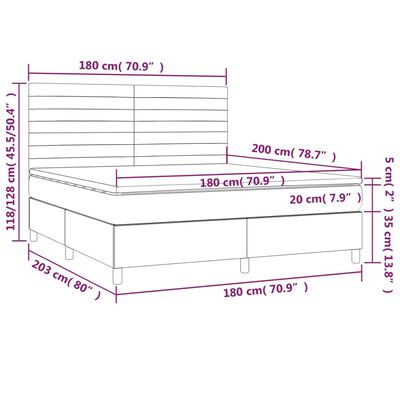 vidaXL Sommier à lattes de lit et matelas Gris clair 180x200cm Velours