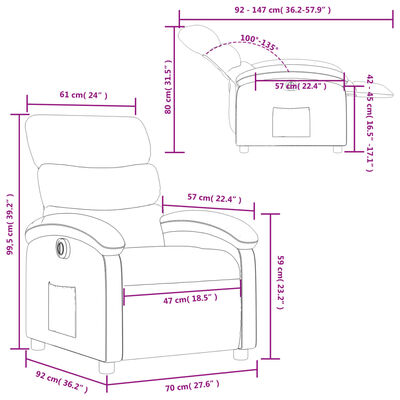 vidaXL Fauteuil inclinable électrique Rouge bordeaux Similicuir