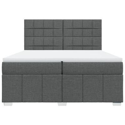 vidaXL Sommier à lattes de lit avec matelas Gris foncé 200x200cm Tissu