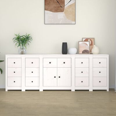 vidaXL Buffet Blanc 230x35x80 cm Bois massif de pin