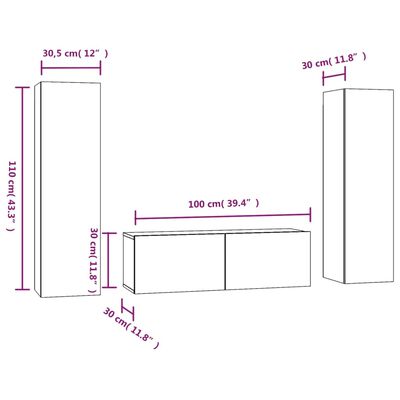 vidaXL Ensemble de meubles TV 3 pcs Chêne marron Bois d'ingénierie