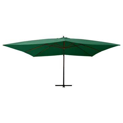 vidaXL Parasol en porte-à-faux avec mât en bois 400x300 cm Vert