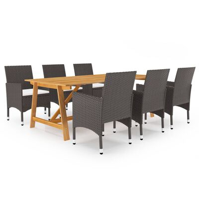 vidaXL Ensemble à manger de jardin et coussins 7 pcs Marron