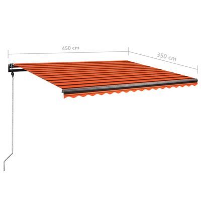 vidaXL Auvent manuel rétractable avec LED 450x350 cm Orange et marron