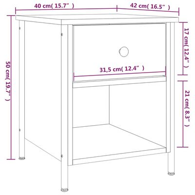 vidaXL Table de chevet chêne marron 40x42x50 cm bois d'ingénierie